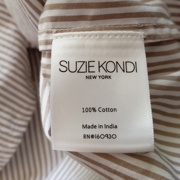 Suzie Kondi Kappa Oversized Button Up Shirt In Poplin Cotton Flax Stripe XS - Picture 8 of 14